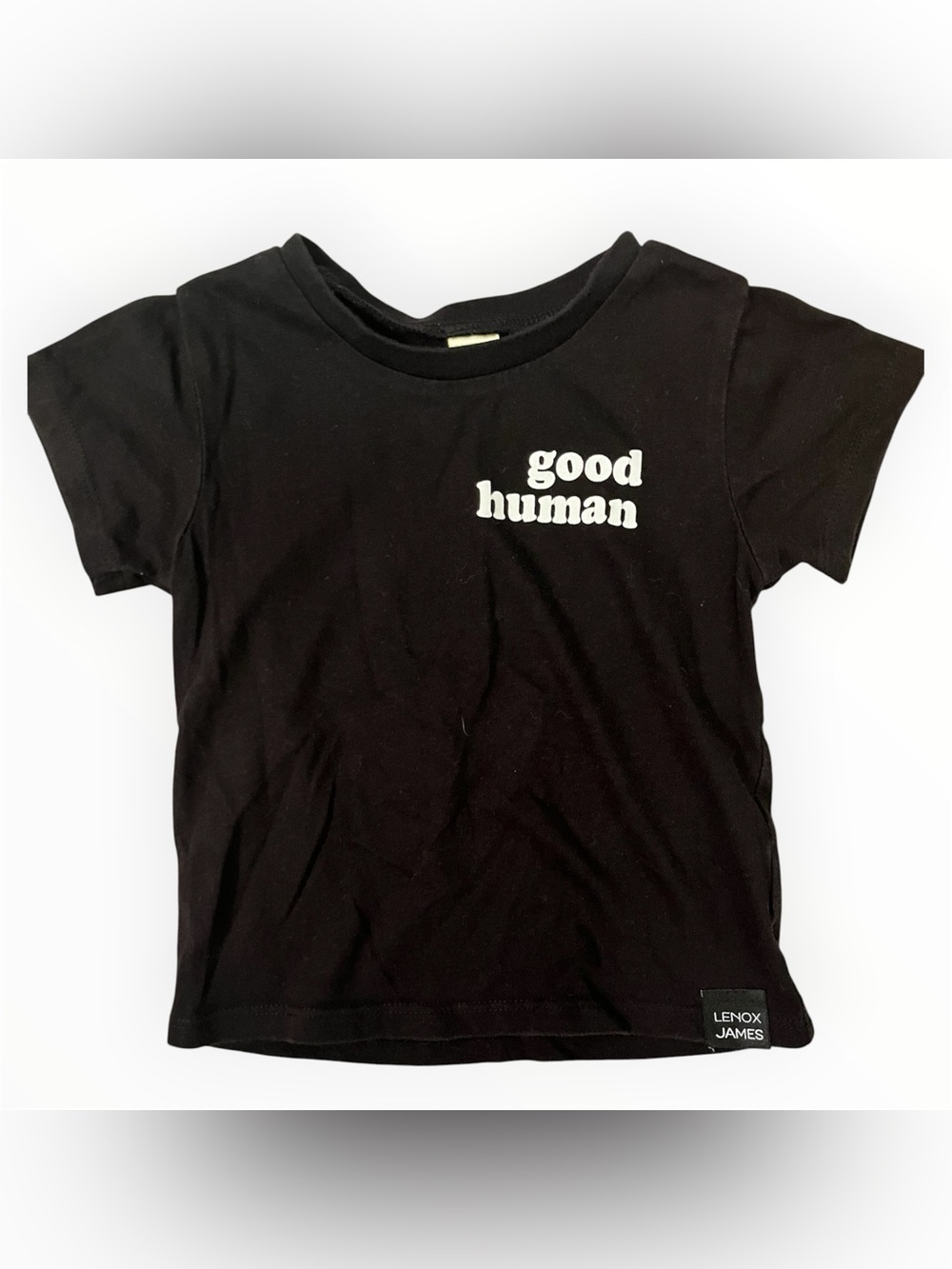 Lenox James “Good Human” Graphic Tee | Black Toddler Shirt | 18M